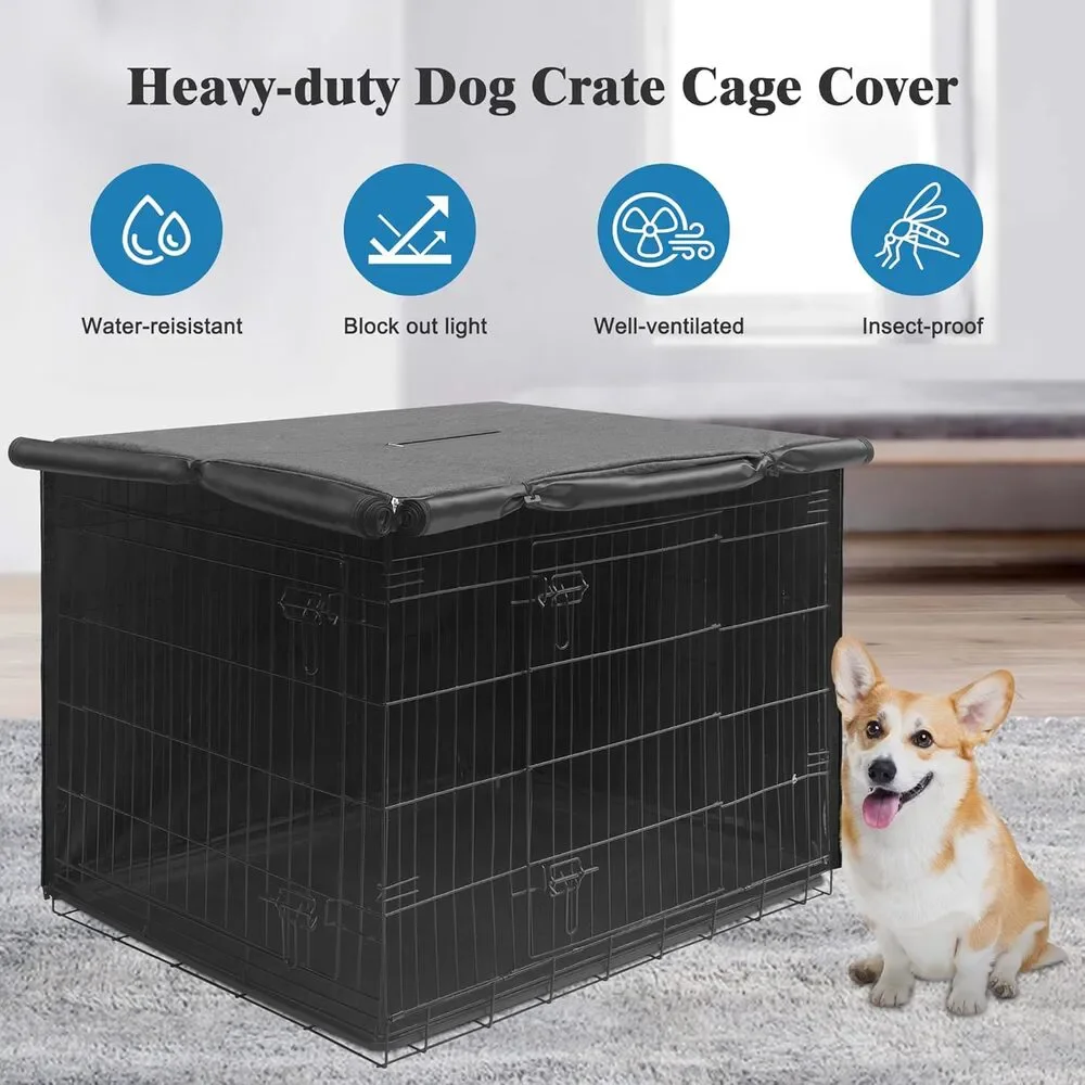 Deblue 30” Dog Crate Cover – Heavy-Duty Waterproof Pet Kennel Cover for (Gray)